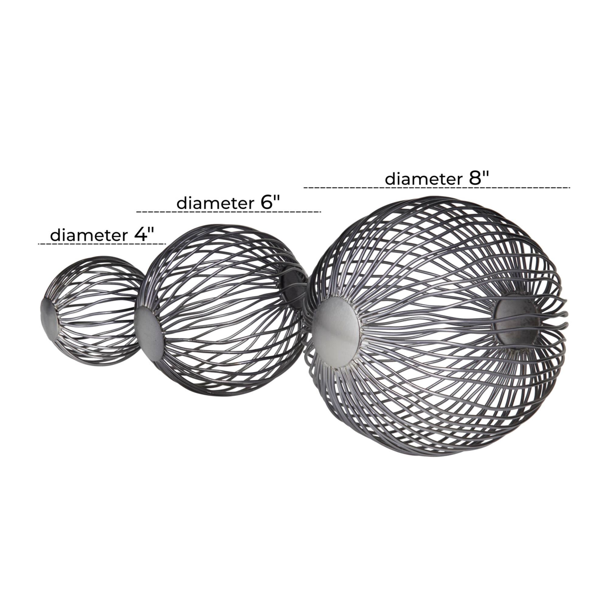 Grey Metal Contemporary Geometric Sculpture, Set of 3" 8", 6", 4"